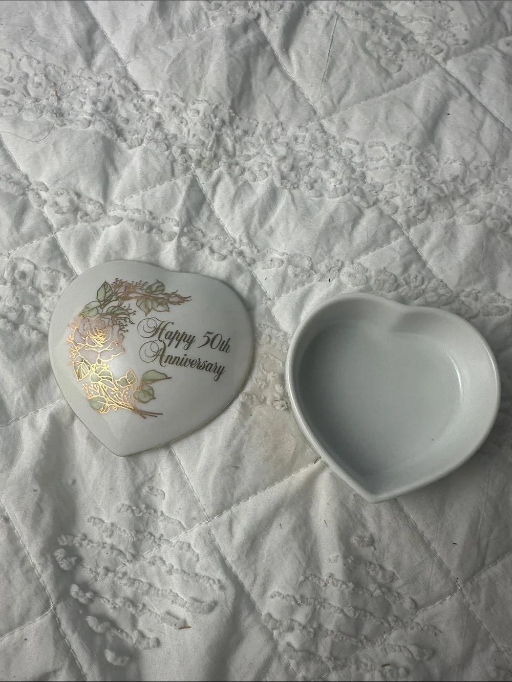 Happy 50th Anniversary Heart Trinket Box - Vintage 1983 -Japan